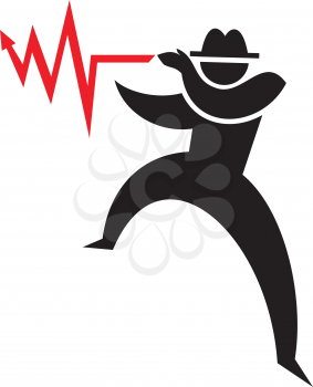 Royalty Free Clipart Image of a Man With an Arrow Graph