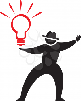 Royalty Free Clipart Image of a Man With a Lightbulb