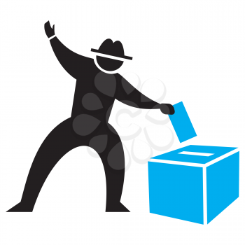 Royalty Free Clipart Image of a Guy Putting a Ballot Into a Box