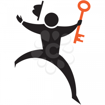 Royalty Free Clipart Image of a Man With a Key