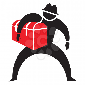Royalty Free Clipart Image of a Man Carrying a Chest