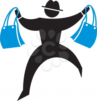 Royalty Free Clipart Image of a Man With Shopping Bags