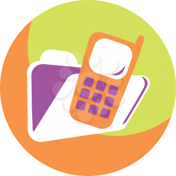 Royalty Free Clipart Image of a Calculator in a Folder