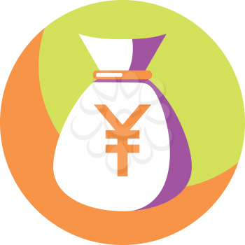 Royalty Free Clipart Image of a Bag of Money With a Yen Symbol