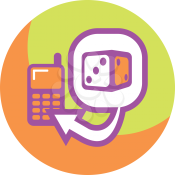 Royalty Free Clipart Image of a Cellphone and Dice