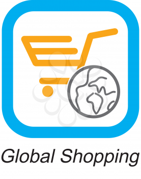 Royalty Free Clipart Image of a Global Shopping Button