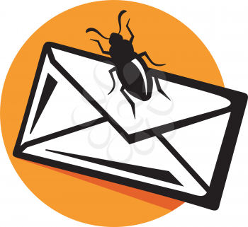 Royalty Free Clipart Image of a Envelope and Bug