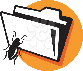 Royalty Free Clipart Image of a Bug and a Folder