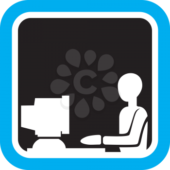 Royalty Free Clipart Image of a Person at a Computer