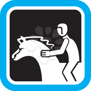 Royalty Free Clipart Image of a Horse and Rider