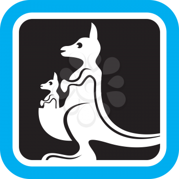 Royalty Free Clipart Image of a Kangaroo and Baby