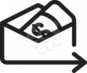 Royalty Free Clipart Image of a Dollar in an Envelope