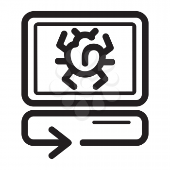 Royalty Free Clipart Image of a Computer With a Bug on the Screen
