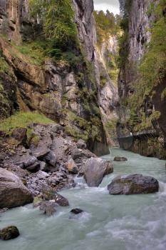 Royalty Free Photo of a Mountain River in Switzerland