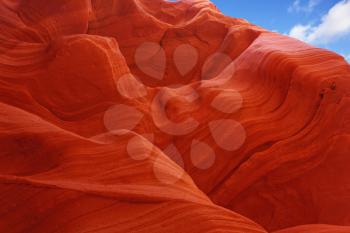 Fiery color in the stone. The famous Antelope Canyon in the Navajo Indian Reservation. USA