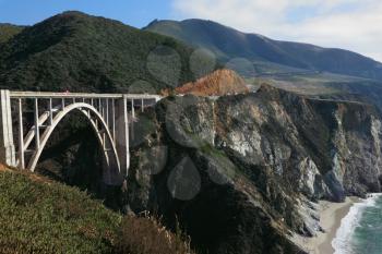 The triumph of engineering. The magnificent bridge on the coastal highway Pacific Coast