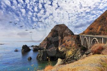 A great viaduct. Seaside road in California, USA