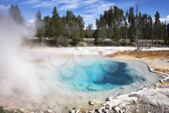 
Picturesque hot azure small lake in Yellowstone park
