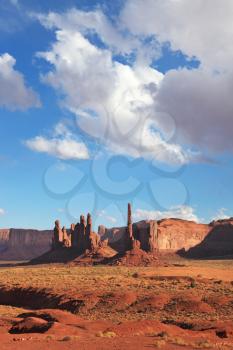 Red Desert. The famous cliffs of various forms of Monument Valley. Navajo Reservation in the U.S.
