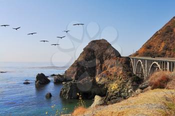 The bridge on the coastal highway on the Pacific coast. California, USA
