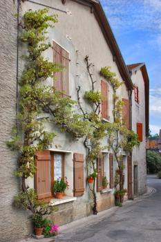 Small medieval  town on coast of lake Leman in Switzerland