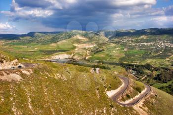  Twisting mountain road on border of Israel and Jordan