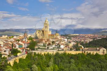 The ancient city of Segovia in serene May day 
