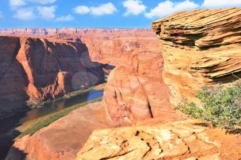 The famous Colorado River in the picturesque Horseshoe bend. Red Desert in the Navajo Reservation