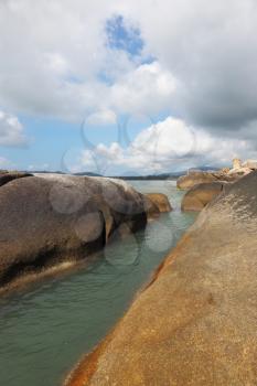 Beautiful stones on an ocean Lamai beach on Koh Samui

