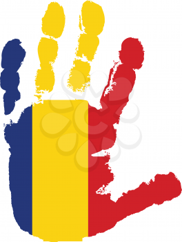 Royalty Free Clipart Image of a Romanian Flag on a Palm