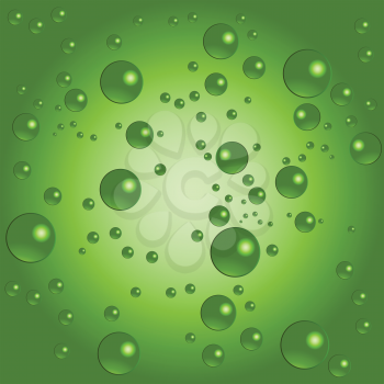 Royalty Free Clipart Image of Bubbles on a Green Background