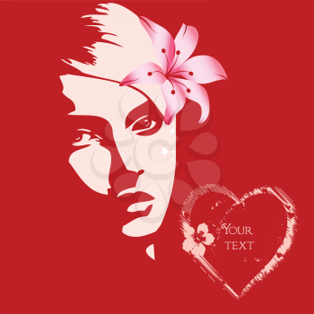 Royalty Free Clipart Image of a Girl Beside a Heart