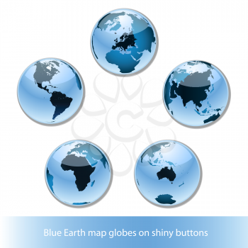 Royalty Free Clipart Image of Five Blue Globes