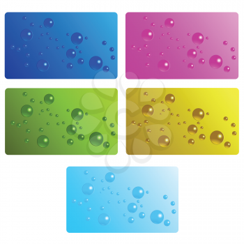 Royalty Free Clipart Image of a Collection of Cards With Bubbles