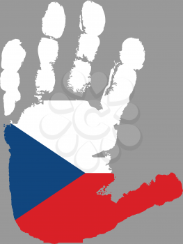 Royalty Free Clipart Image of a Flag of the Czech Republic on a Palm