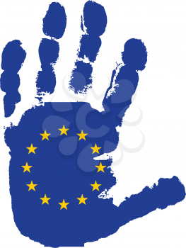 Royalty Free Clipart Image of a European Flag on a Palm