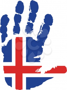 Royalty Free Clipart Image of a Flag of Iceland on a Palm