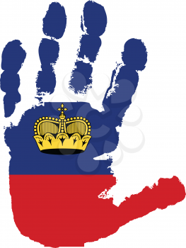 Royalty Free Clipart Image of a Flag of Liechtenstein on a Palm