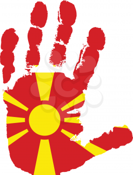 Royalty Free Clipart Image of a Macedonian Flag on a Palm