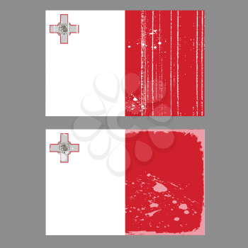 Royalty Free Clipart Image of Two Worn Maltese Flags on Grey