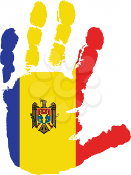 Royalty Free Clipart Image of a Flag of Moldova on a Palm of a Hand