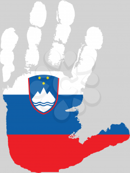 Royalty Free Clipart Image of a Slovenian Flag on a Palm