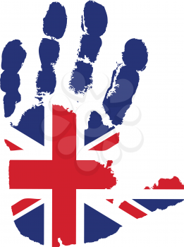 Royalty Free Clipart Image of the United Kingdom Flag on a Palm