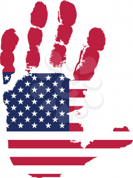 Royalty Free Clipart Image of the American Flag on a Palm