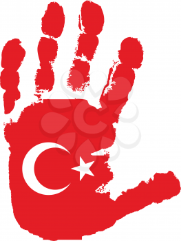 Royalty Free Clipart Image of a Turkish Flag on a Palm