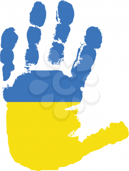 Royalty Free Clipart Image of a Ukranian Flag on a Palm