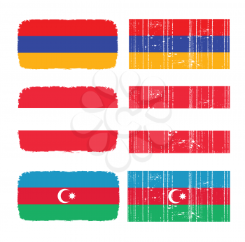 Royalty Free Clipart Image of Flags of Armenia, Austria and Azerbaijan