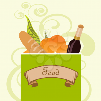 Royalty Free Clipart Image of a Bag of Food
