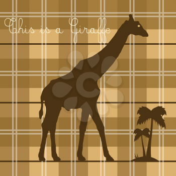 Royalty Free Clipart Image of a Giraffe on a Plaid Background