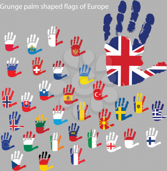 Royalty Free Clipart Image of Palm Shaped Flags of Europe